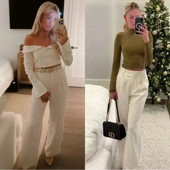 Favorite Daughter Wide Leg The Shortie Favorite Pant in Ivory White Size 10 NWT - Picture 7 of 16